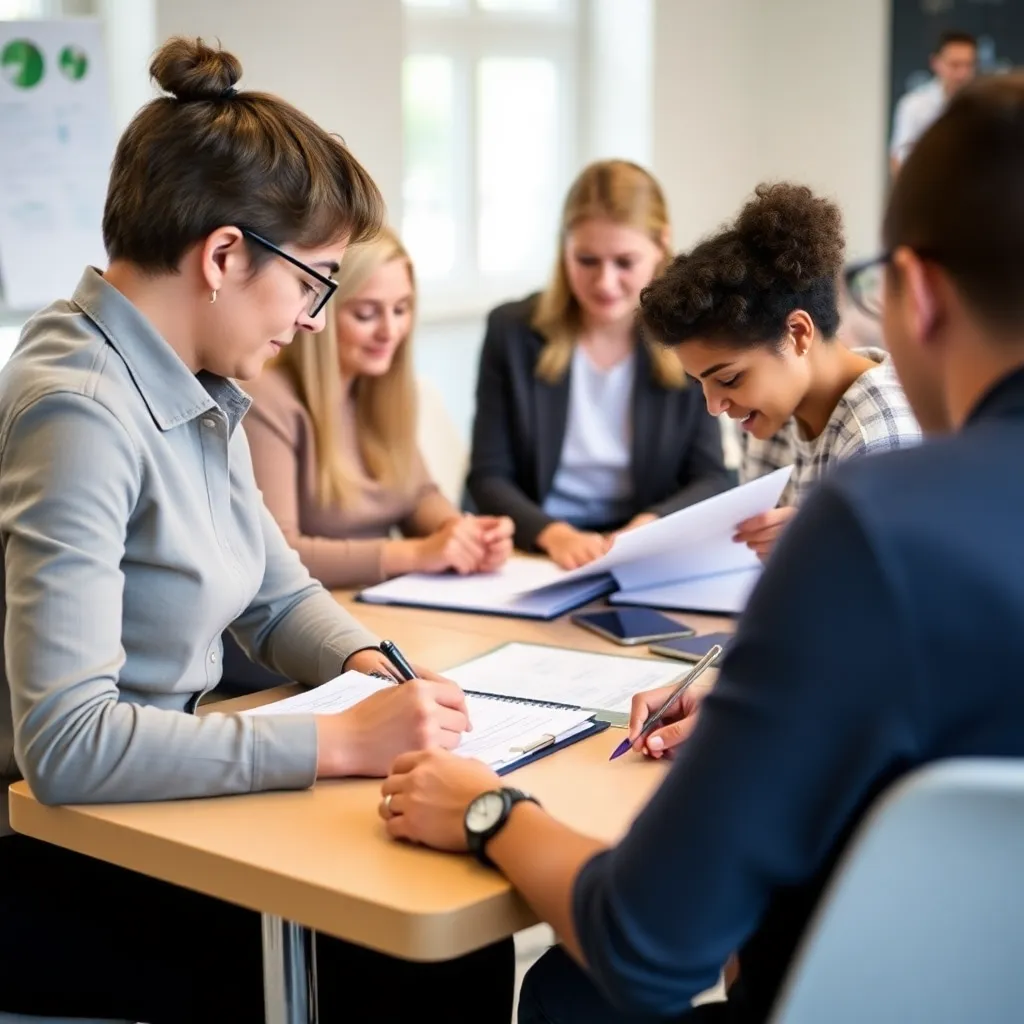 Teilnehmer arbeiten an ihren persönlichen Finanzplänen in einem Workshop