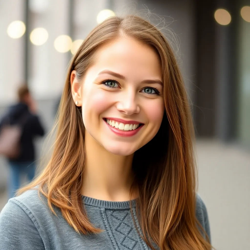 Portrait einer jungen Frau mit braunen Haaren und freundlichem Lächeln